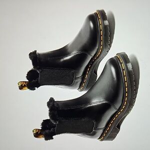 Dr. Martens Black Ankle Boots with Yellow Accents